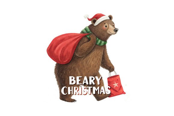 Beary Christmas PNG: Festive Illustrations for Branding
