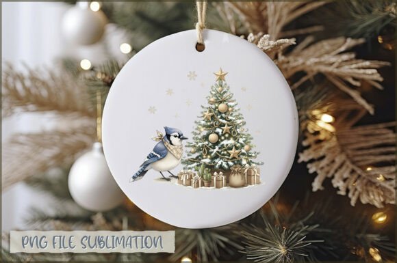 Blue Jay Christmas Ornament PNG: Illustrations for Design