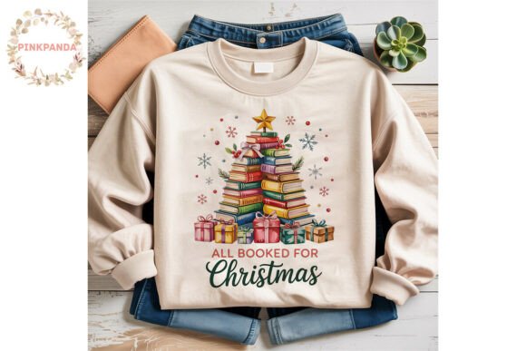 Book Christmas Tree Sublimation Design & Illustrations