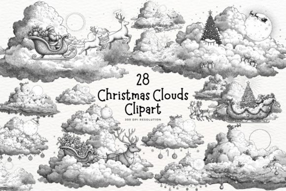 Christmas Clouds Clipart: Elevating Illustrations