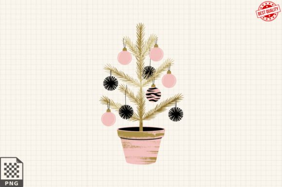 Christmas Coquette Tree Clipart: Editorial Illustrations