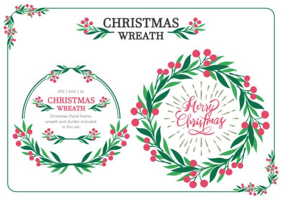 Christmas Floral Wreath Illustrations Review