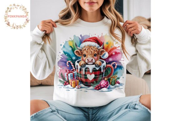 Christmas Highland Cow PNG Clipart & Illustrations