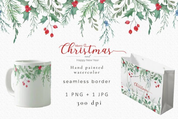 Christmas Watercolor Seamless Border Illustrations Review