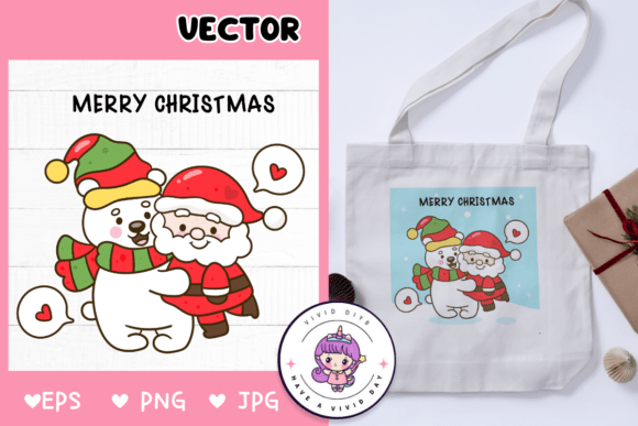 Cute Santa Hug Polar Bear Illustrations Review