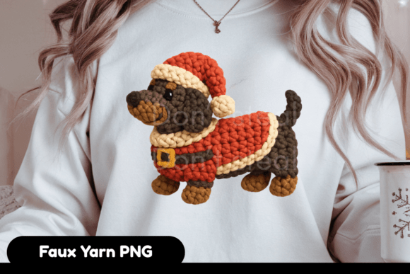 Faux Yarn Christmas Dachshund PNG Review