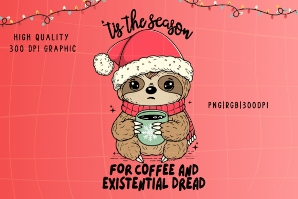 Funny Christmas Sloth PNG: Craft & Illustrations