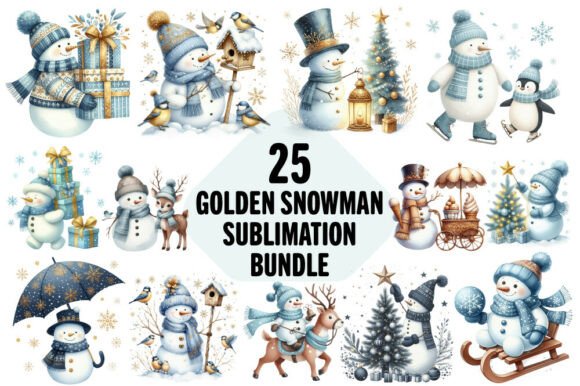 Golden Snowman Christmas Clipart Bundle Review
