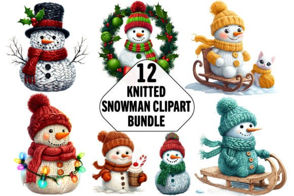 Knitted Snowman Christmas Clipart Bundle Review