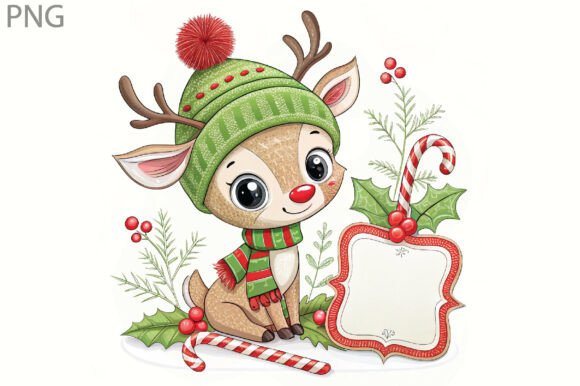 Personalized Reindeer Christmas Kids Png: Editorial Illustrations