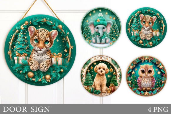 Review: Christmas Animals Door Sign Sublimation Illustrations