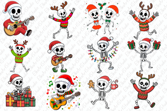 Review: Christmas Dancing Skeleton Clipart Png Illustrations