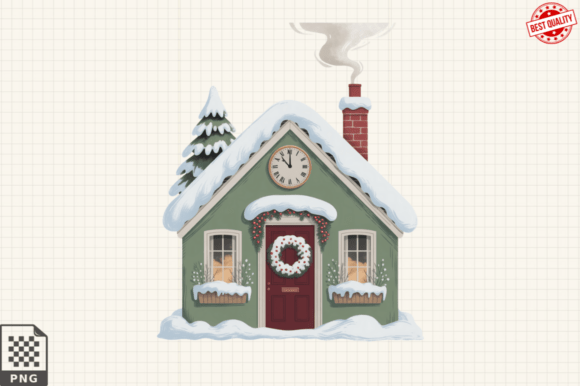 Review: Christmas Tree Red House Clipart PNG Illustrations
