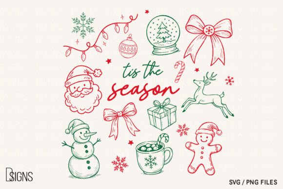 Reviewing Christmas Svg Tis the Season Line Art Illustrations