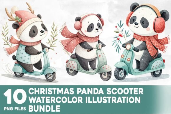 Reviewing the Christmas Panda Scooter Watercolor Design