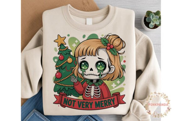 Sad Skeleton Christmas Girl Printable Illustrations