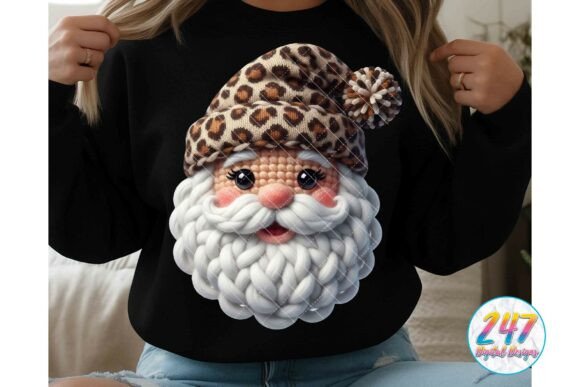 Santa Crochet Leopard Print Illustrations