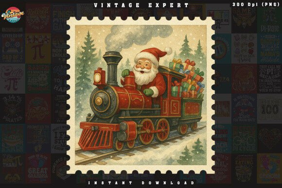 Santa Express Stamp: Festive Illustrations