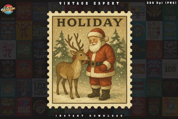 Santa Reindeer Stamp: Festive Illustrations