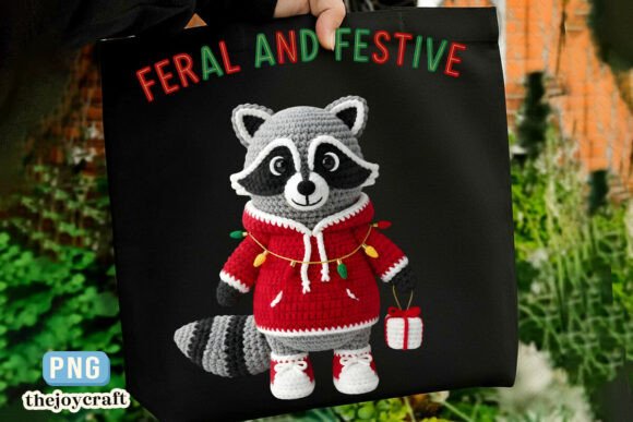 Trendy Yarn Crochet Christmas Raccoon PN Illustrations