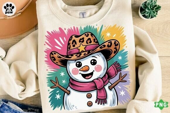 Western Christmas Png, Snowman Brushstrok Illustrations