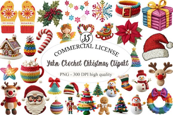 Yarn Crochet Christmas Clipart: Festive Illustrations